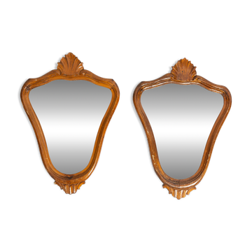 Paire de miroirs décoratifs vintage Mid-Century en cadre doré, Italie, 1960s