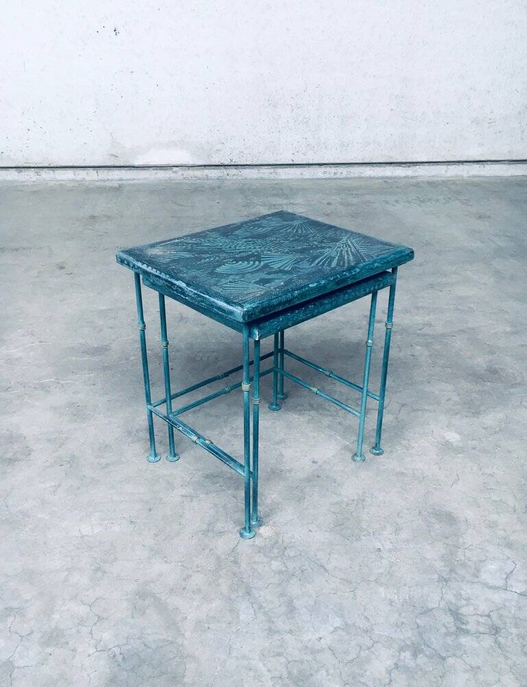 Postmodern Handmade Nesting Table Set by J. Berdou, France, 1980s, Set of 2