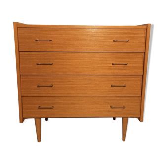 Vintage light wood commodity 4 drawers 1960