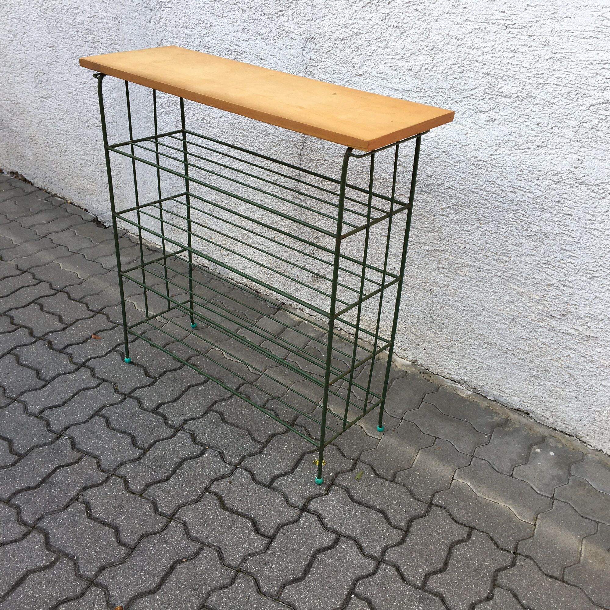 Vintage metal shoe rack table mid century 70s czechoslovakia
