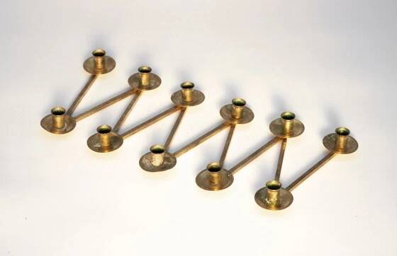 Lars Holmstrom Margareta brass candlestick for Arvika 11 candles 1940s