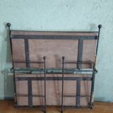 Shelf in metal wood and vintage rattan