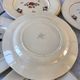 set of 9 Digoin Sarreguemines beige flat plates with pink flowers 1930s-40s