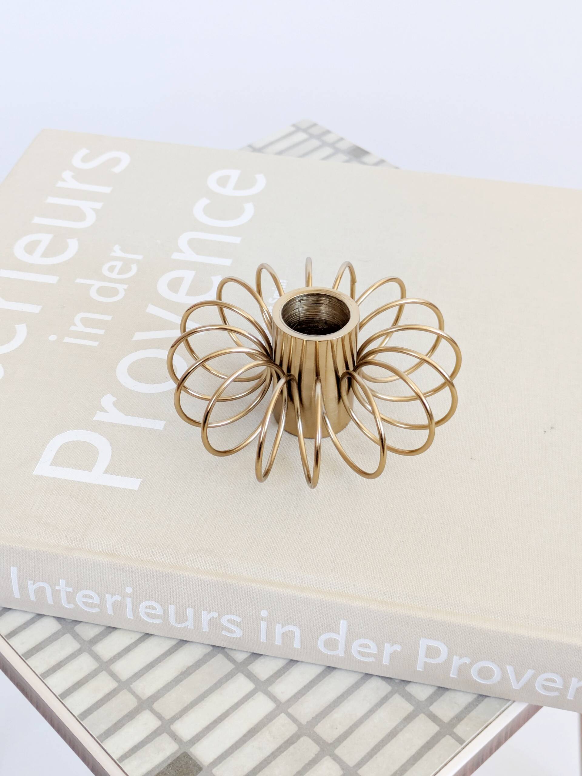 Vintage Brass Spiral Candle Holder Minimalist Midcentury Design