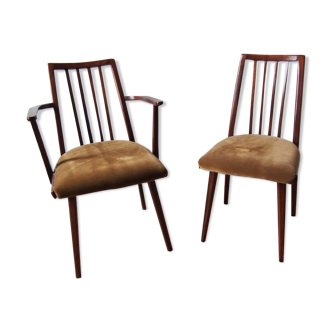 Lot d'une chaise et un fauteuil Thonet années 60
