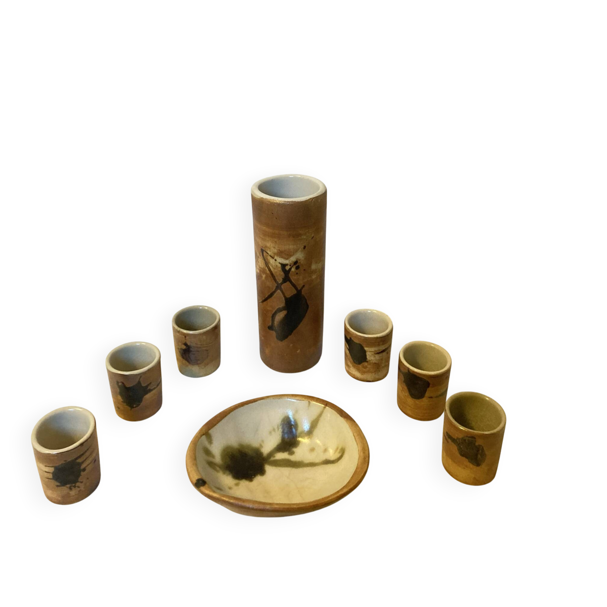 Varnished stamped La Colombe alcohol service from the 1950s/60s.