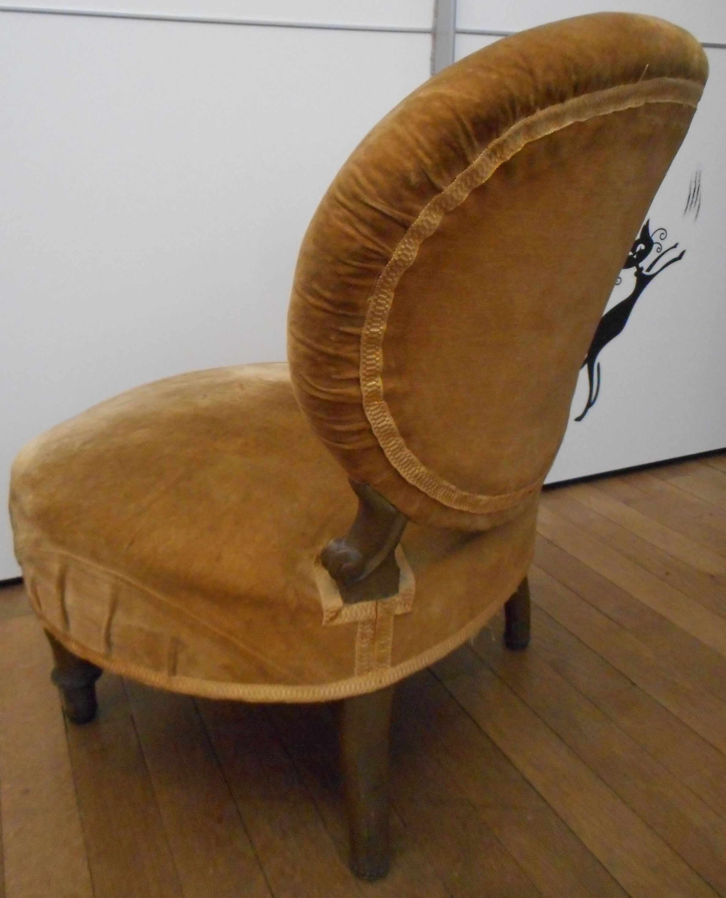 Fauteuil chauffeuse Napoléon III velours vieil or