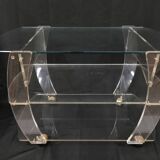 Vintage plexiglass trolley, david lange table on wheels