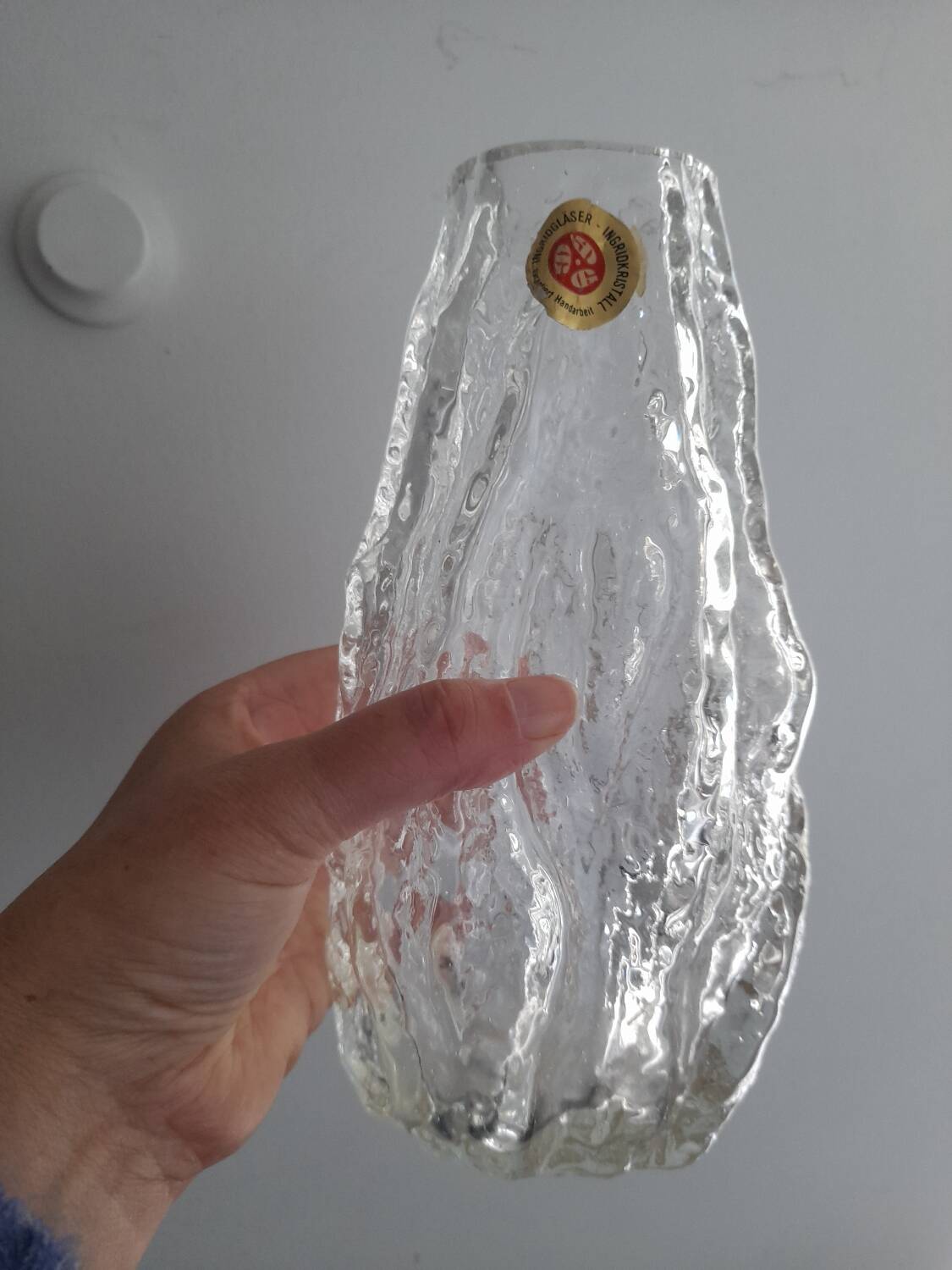 Ingrid glass ice block vase, 70s