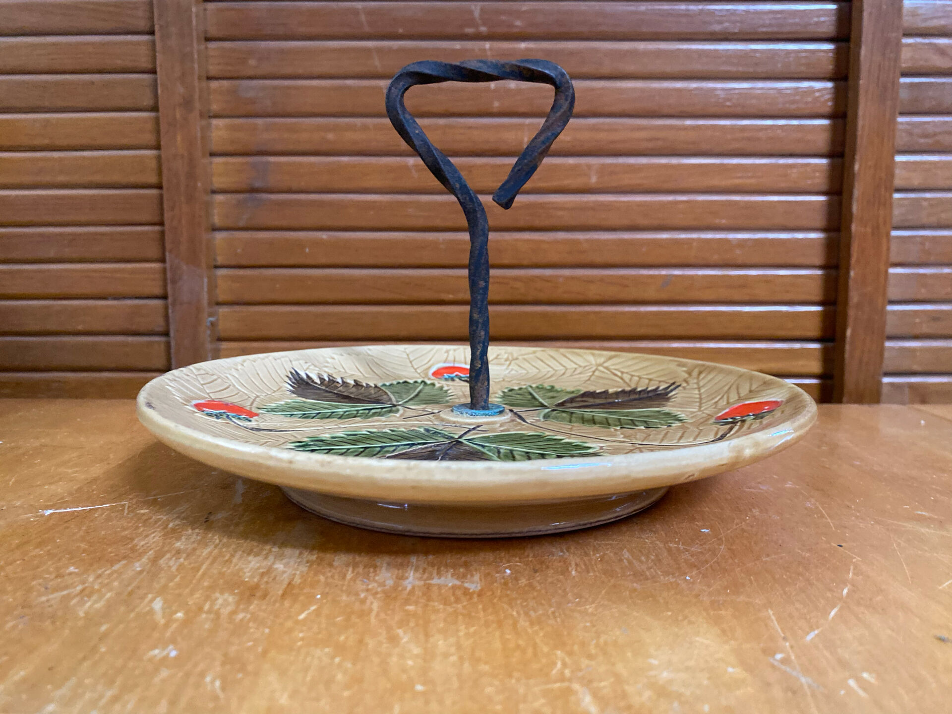 Old poet laval plate ceramic strawberry decor france vintage