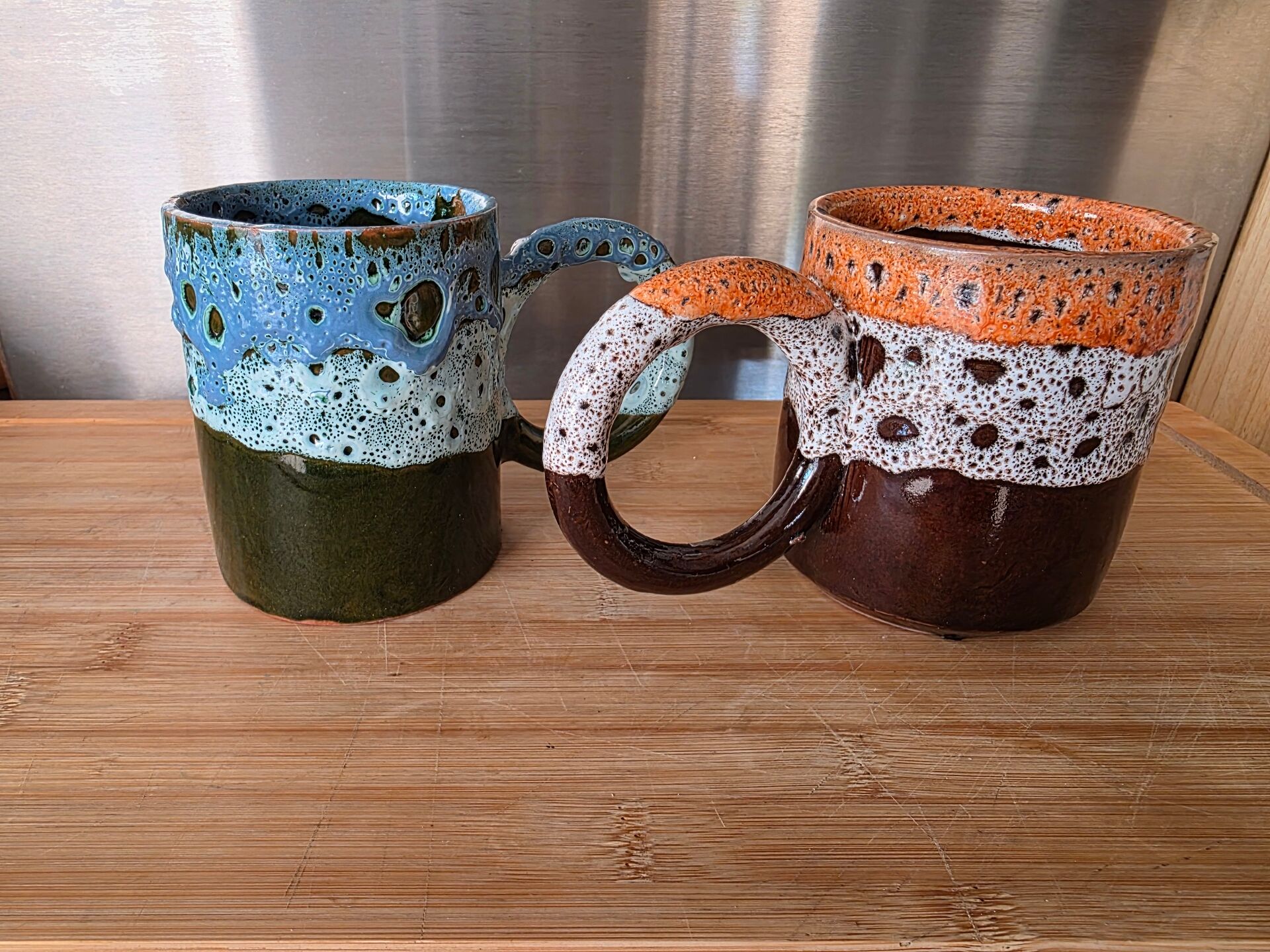 Duo de mugs artisanaux style "Fat Lava" / Vallauris