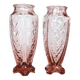 Paire de vases en verre rose Art Déco