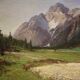 Peinture italienne vue de montagne de la Croda Rossa d'Ampezzo.