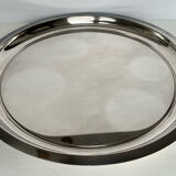 Circular silver metal tray