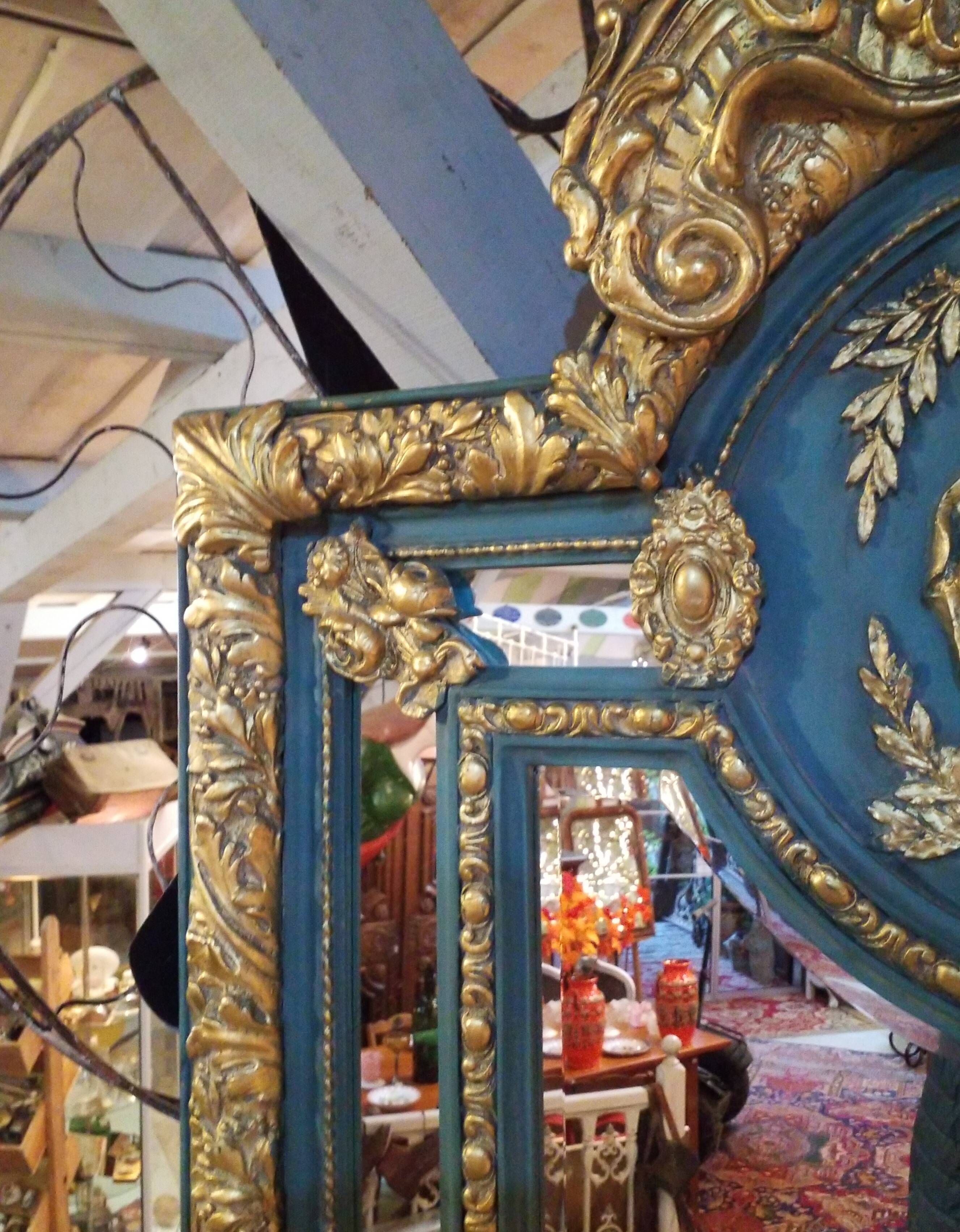 Turquoise and golden mirror  110x220cm