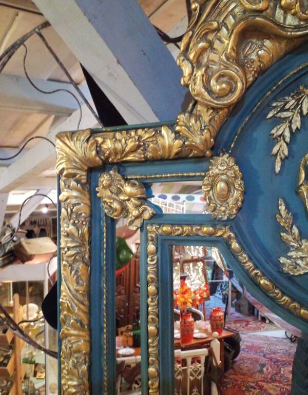 Miroir turquoise et doré 110x220cm
