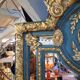 Turquoise and golden mirror  110x220cm
