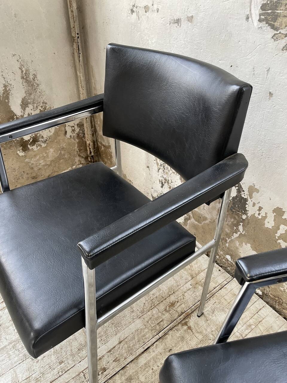 Pair of chrome office chairs