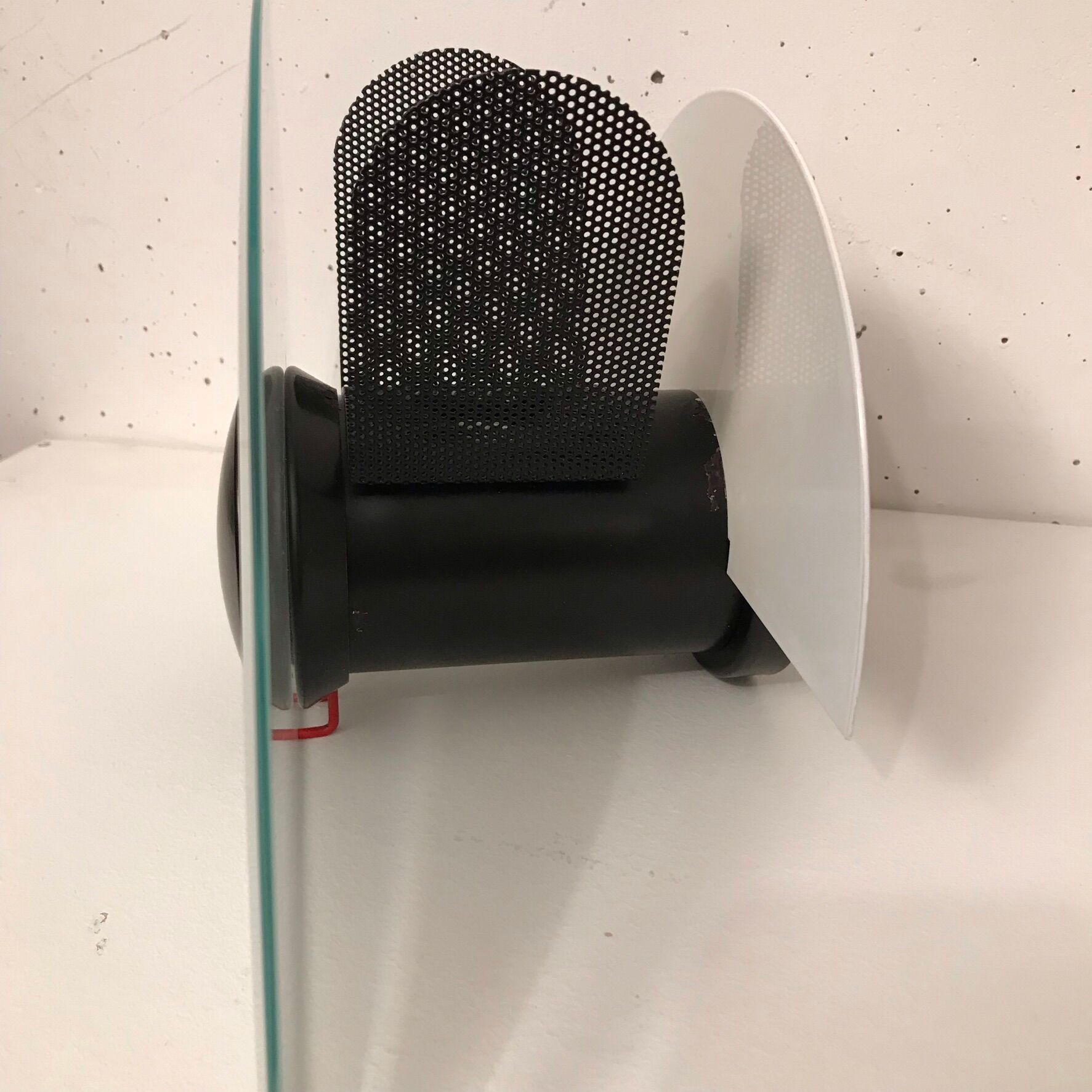 Pair of glass and metal wall lamps, Italy 1980