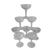 Set of 8 crystal cups engraved 30s