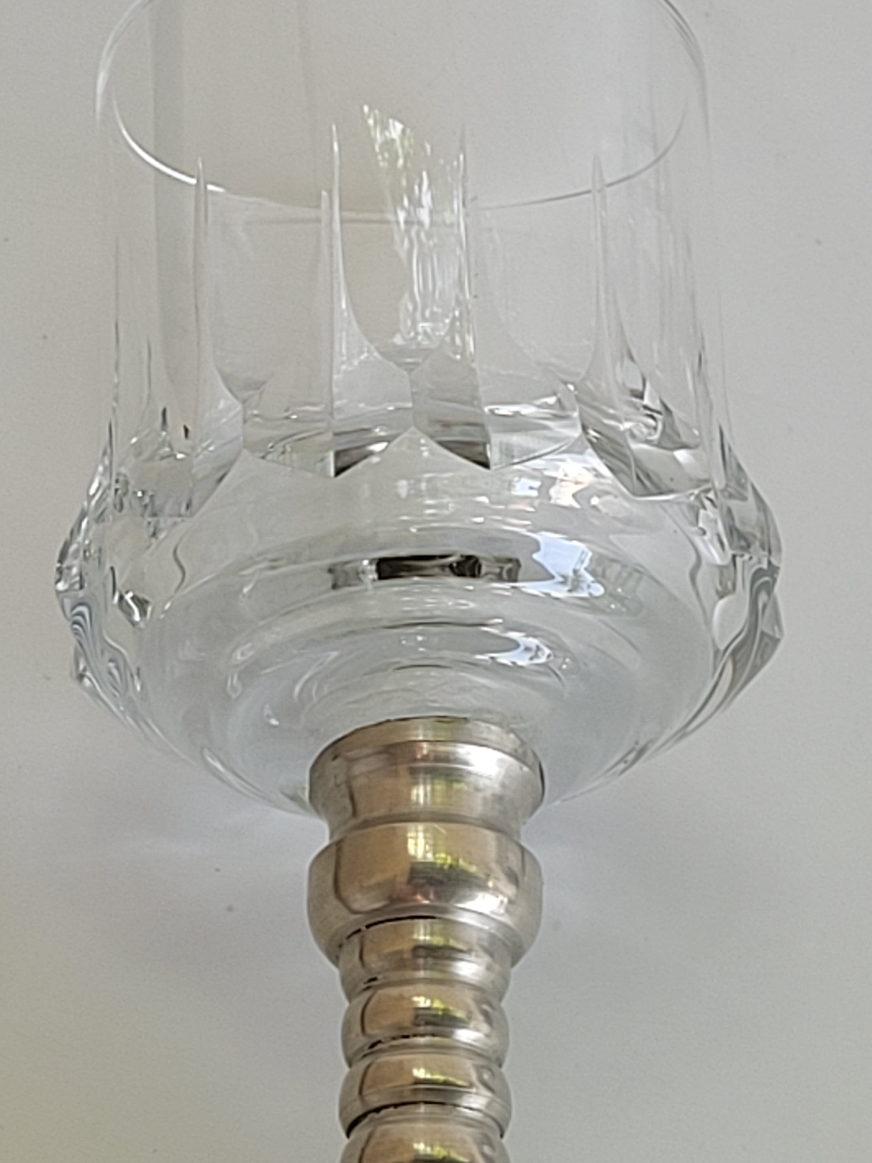 Series of six crystal wine glass with tin foot 9'° 160 ml