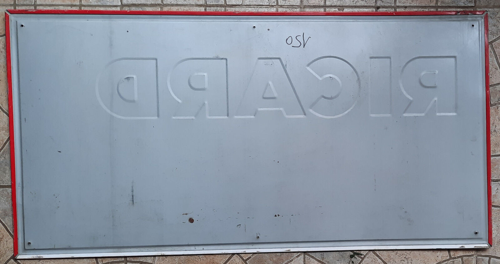Old large sheet metal plate "Ricard anisette" 48x95cm 60's