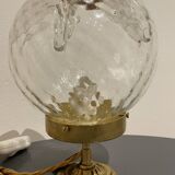 Mazzega Murano globe table lamp with golden brass base