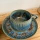 Paire tasse et sous tasse grès signes Denbac