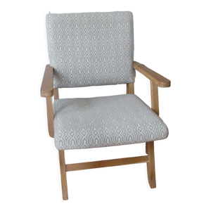 Fauteuil teck et tissu