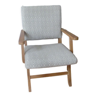 Fauteuil teck et tissu