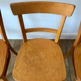 set of 4 Thonet bistro chairs in curved wood honey Mid-Century 50s