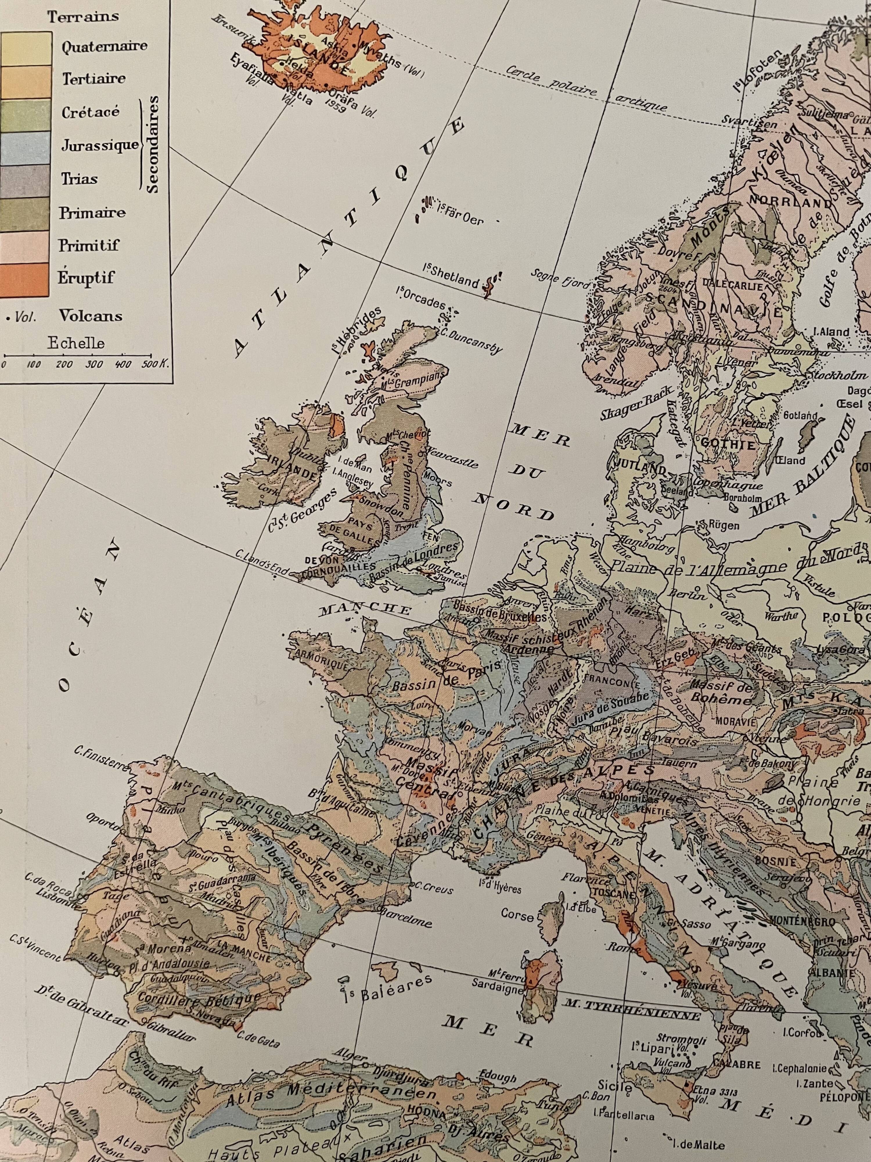 Carte de l'Europe géologique de 1897