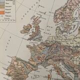 Old map of geological Europe from 1897