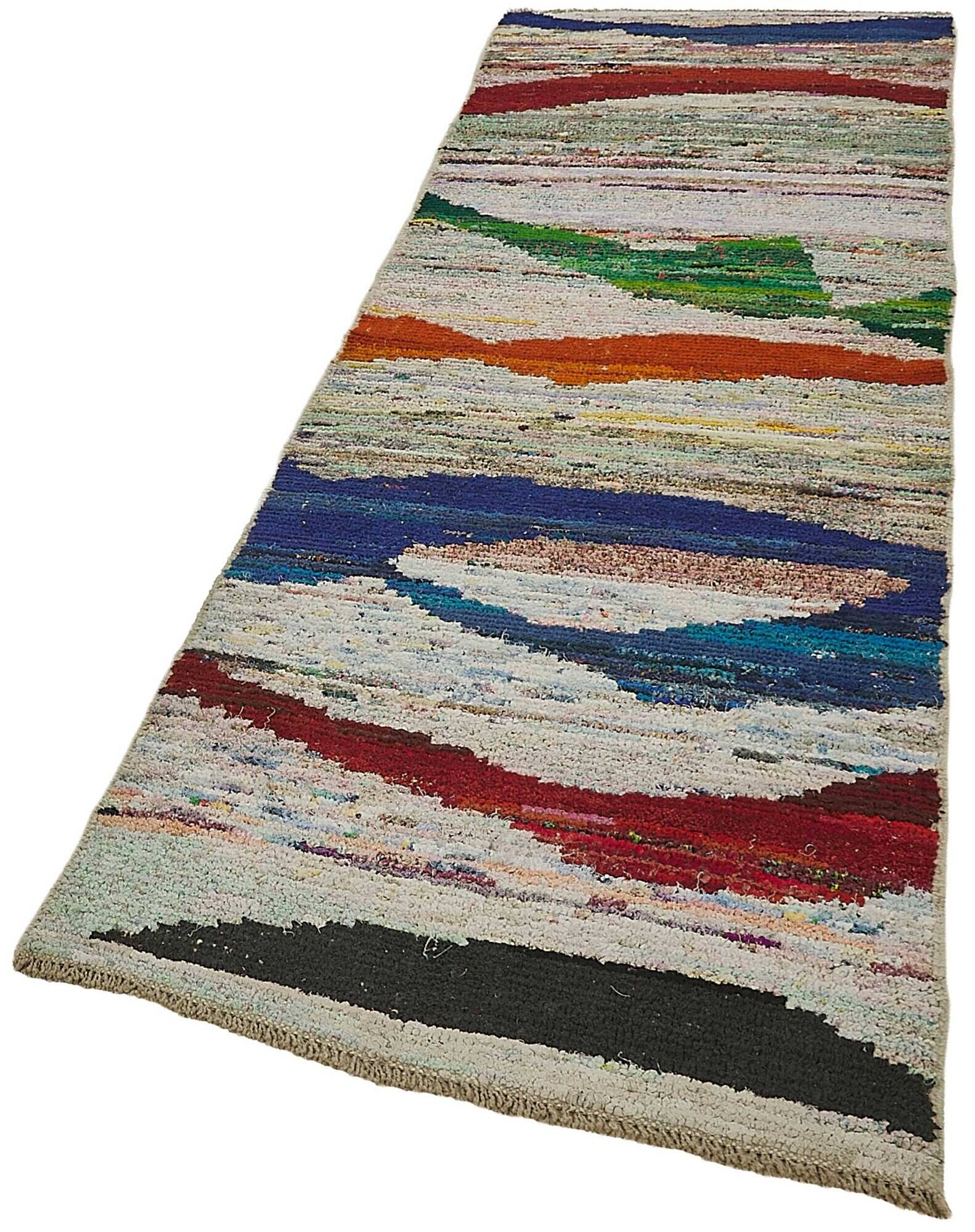 Handwoven Turkish Recycled Boho Rug 87 cm x 281 cm
