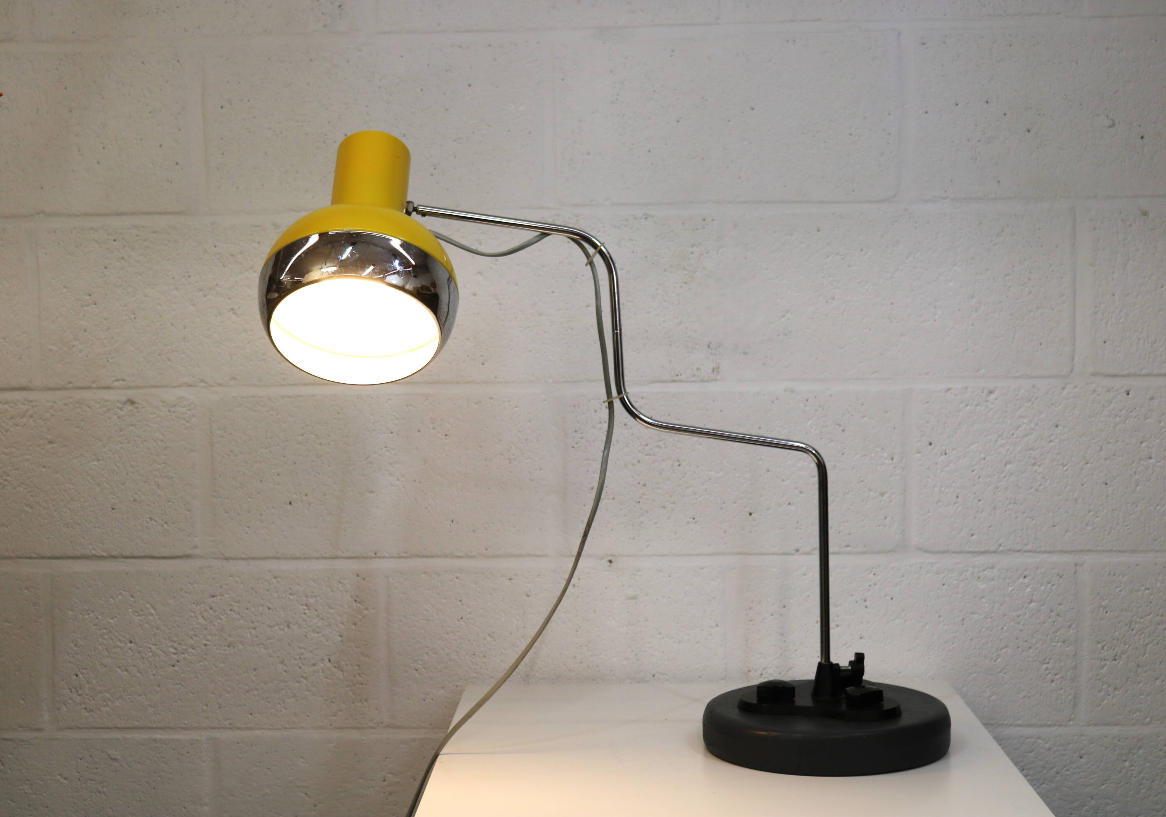Vintage yellow table lamp by Josef Hůrka for Napako, Czechoslovakia 1970