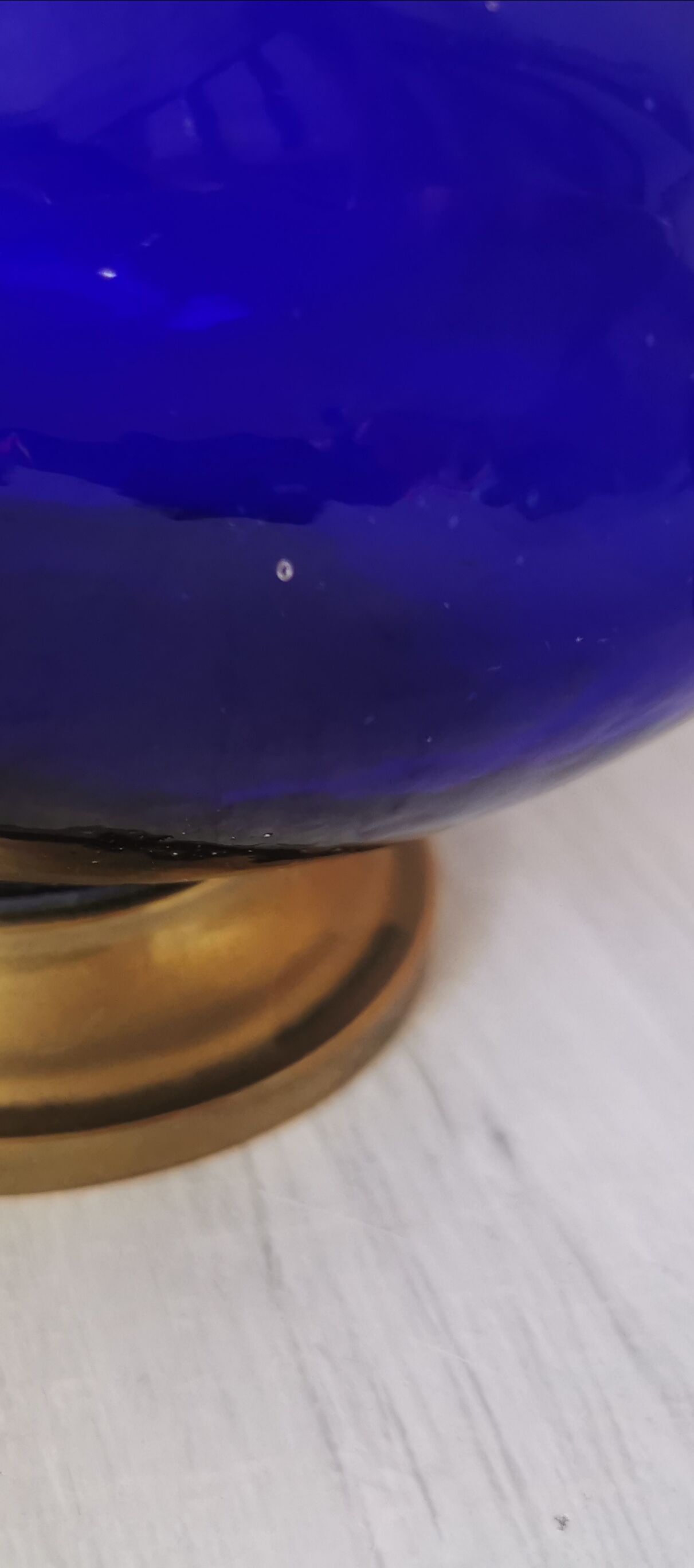 Glass and brass decanter