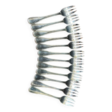 Set of 12 silver-plated metal cake forks from the Nicolet Orléans brand
