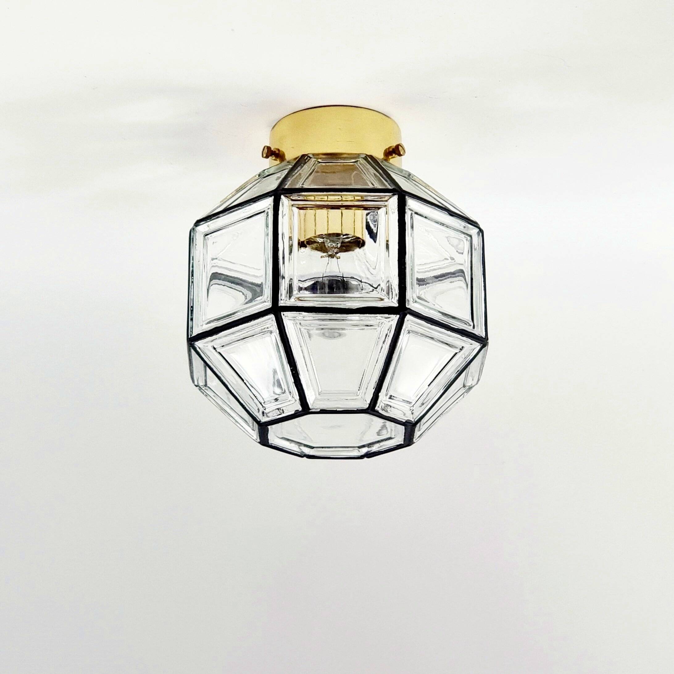 Mid-Century Glass Flush Mount/Ceiling Light from Limburg, Germany, 1960s