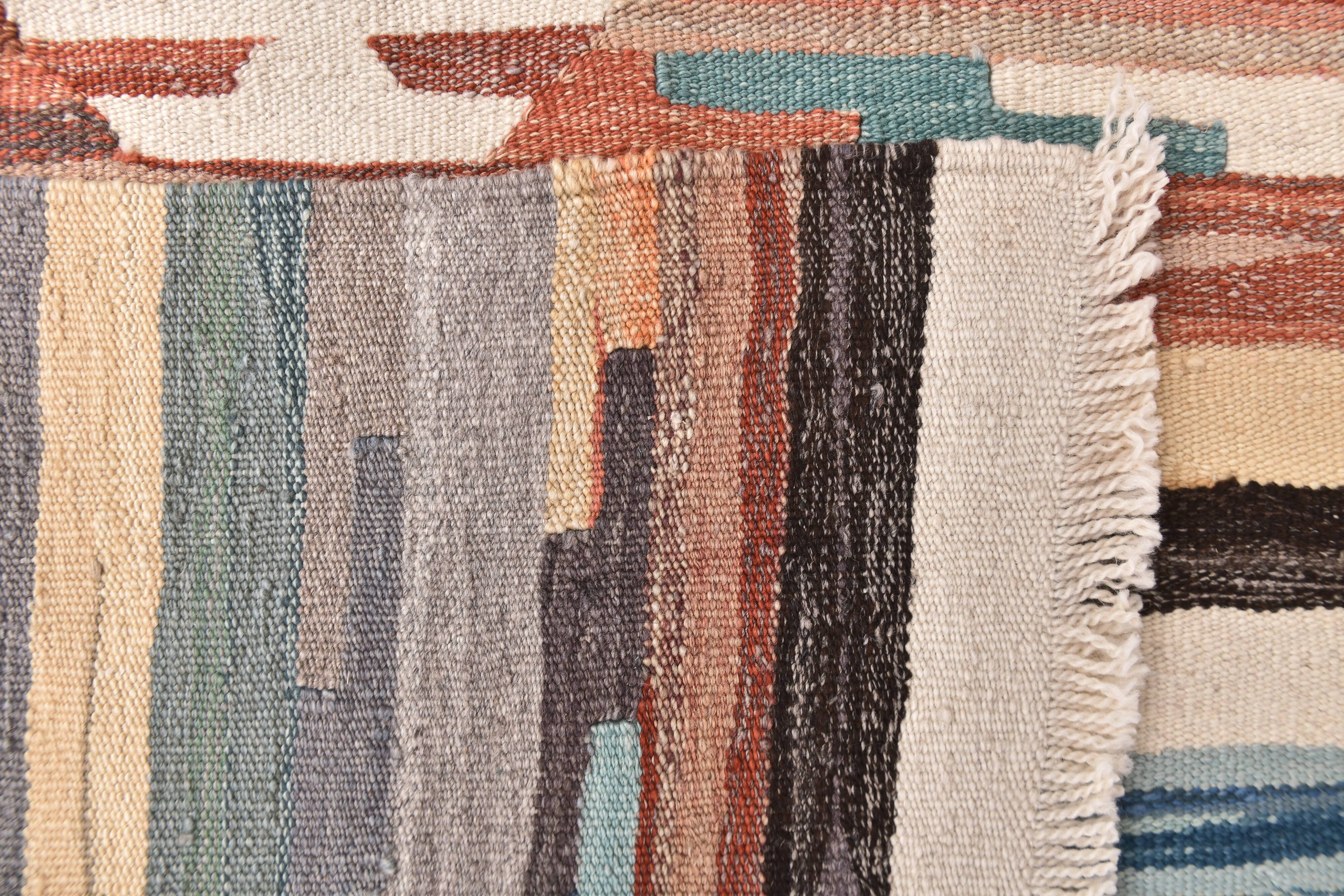 Large Woll Kilim Rug, Red Vintage Turkish kilim carpet 260x360 cm