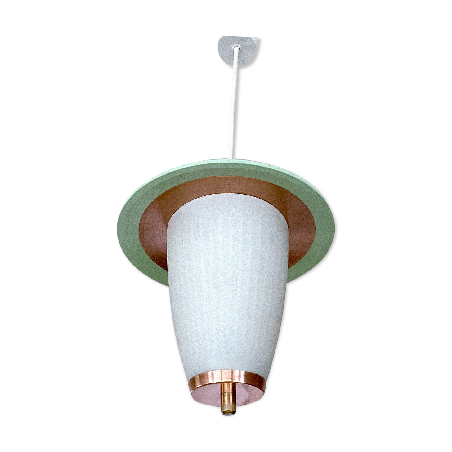 Vintage pendant lamp 50 years, opaline copper green