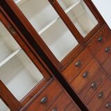 Large Antique Belgian Pitch Pine Apothecary Shop Cabinet / Vitrine, ca 1900