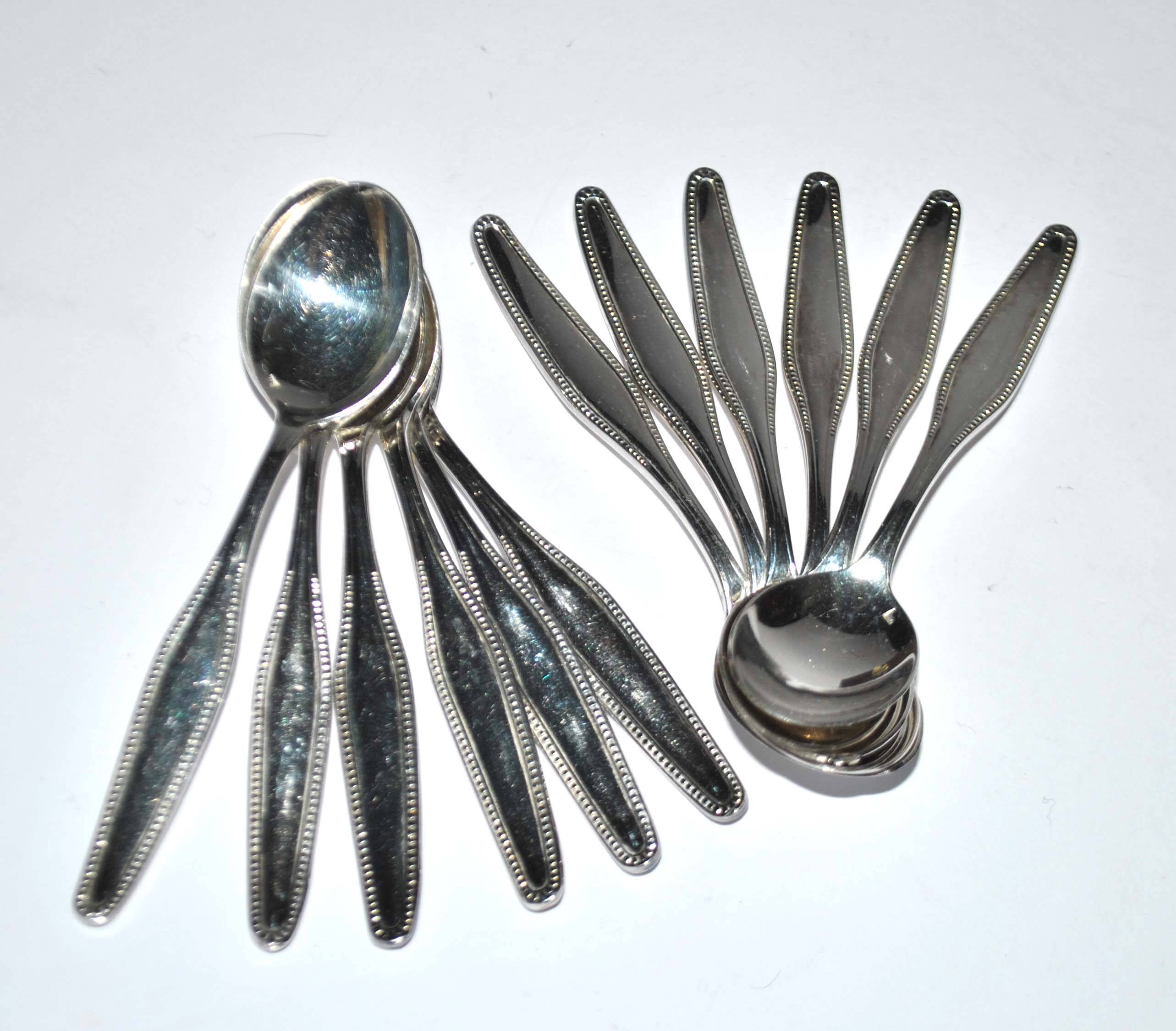 Set of 12 silver-plated mocha coffee spoons Longchamps Strasbourg