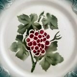 2 antique Pexonne earthenware dessert plates with grapes