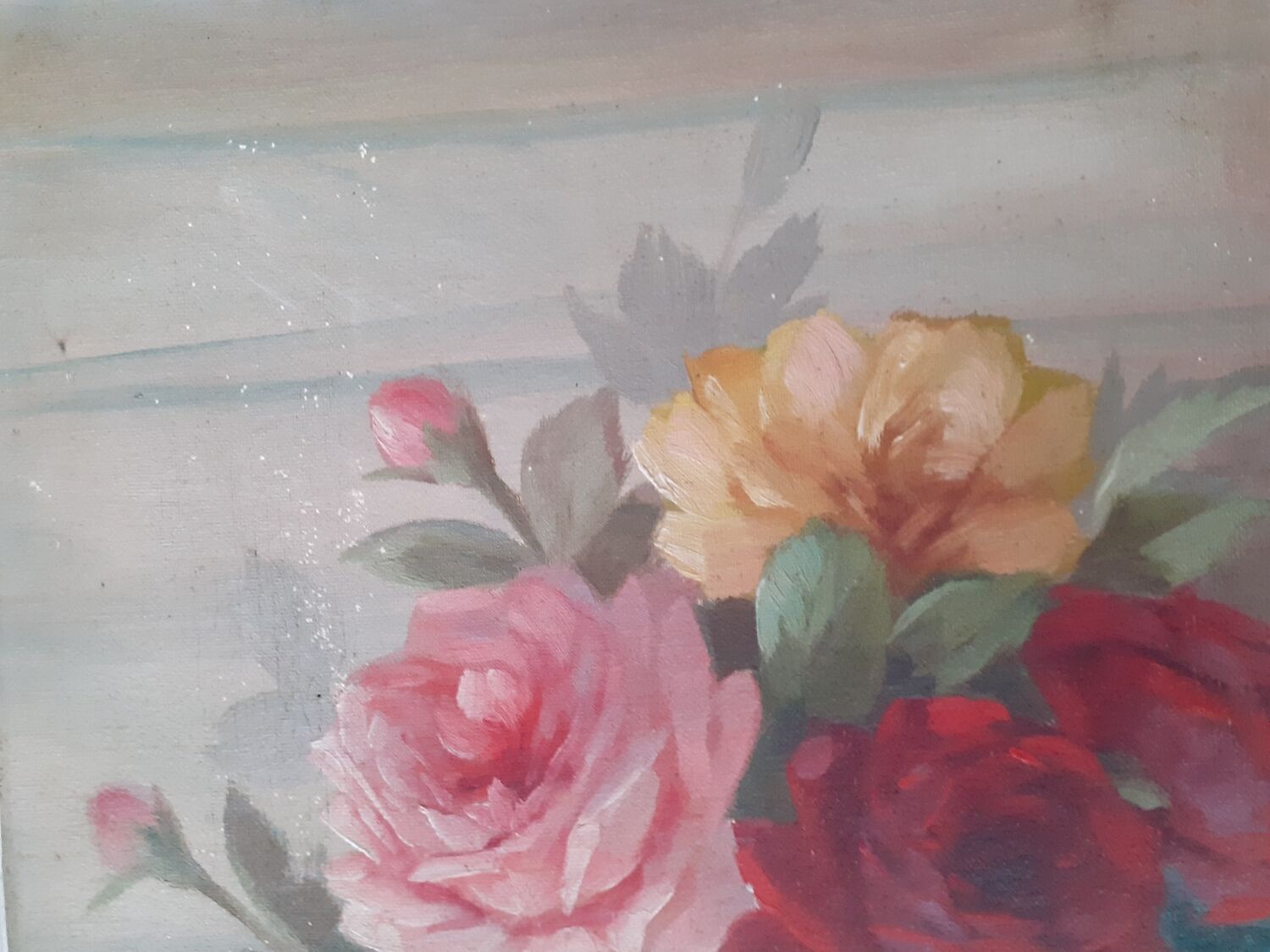 Tableau nature morte bouquet de roses