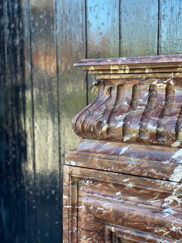 Louis XIV style fireplace in brown marble, 19th century