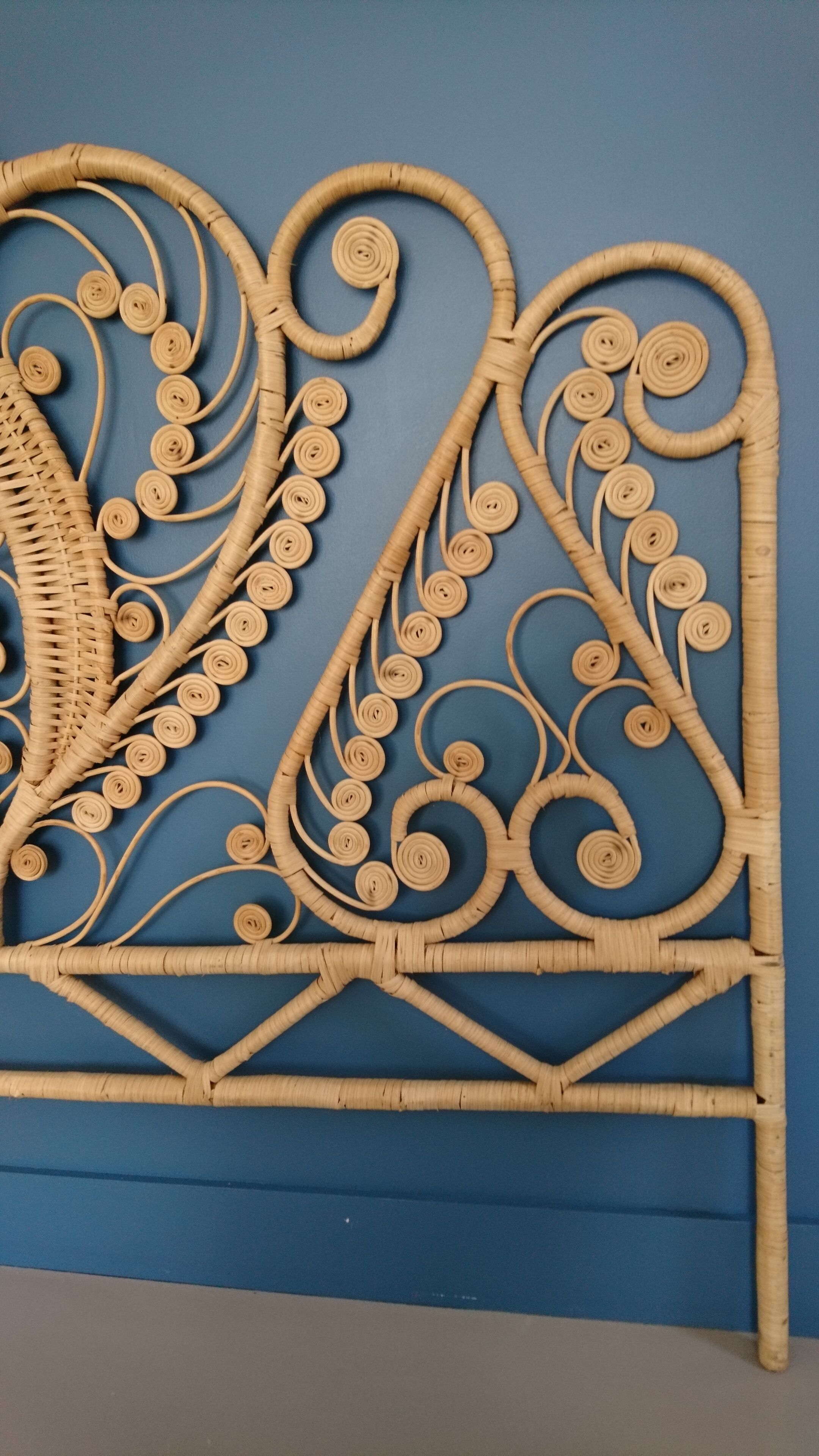 Peacock headboard rattan