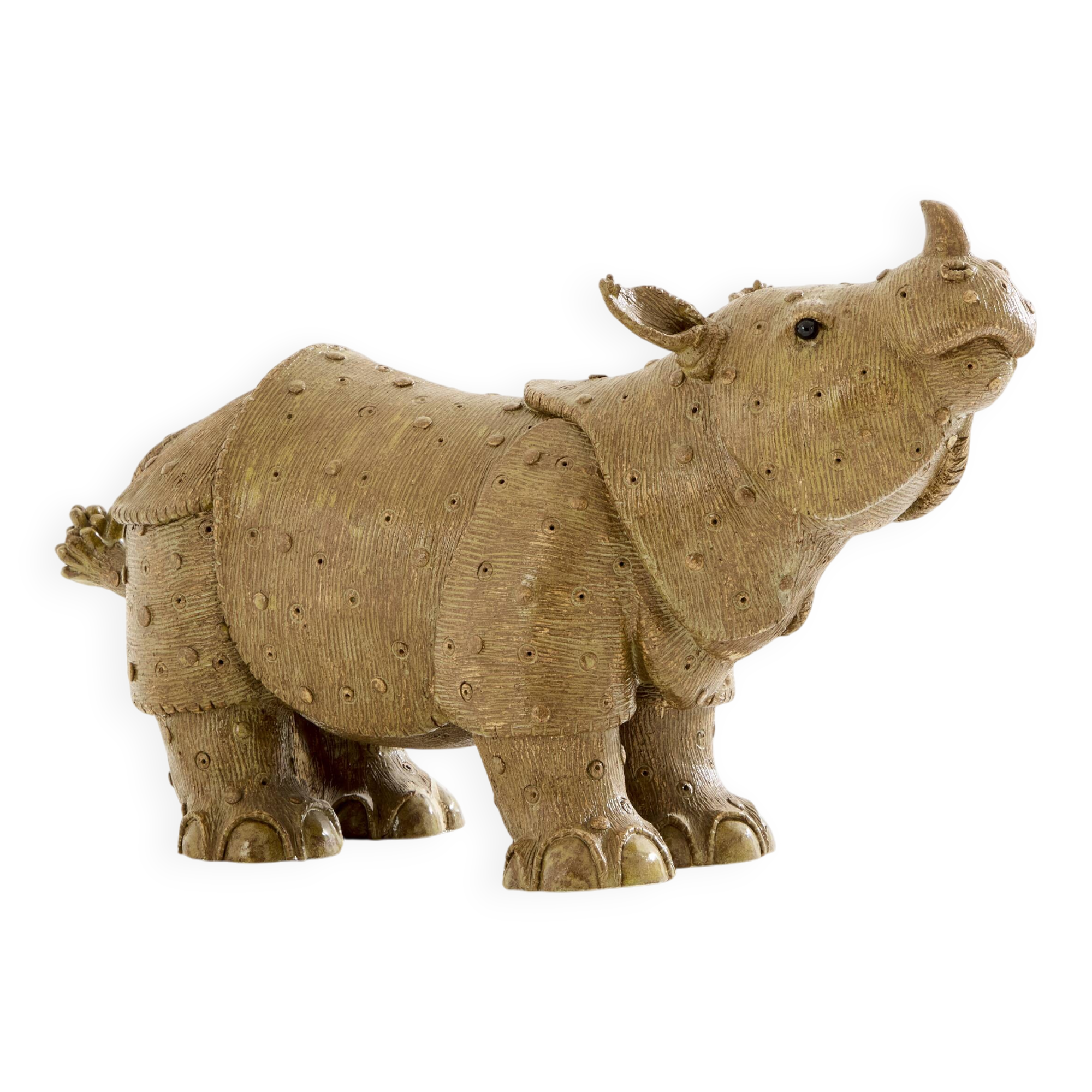 Valérie Courtet rhinoceros sculpture in glazed sandstone circa 2010