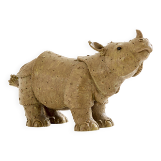 Valérie Courtet rhinoceros sculpture in glazed sandstone circa 2010