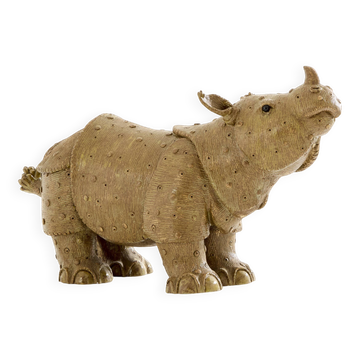 Valérie Courtet rhinoceros sculpture in glazed sandstone circa 2010
