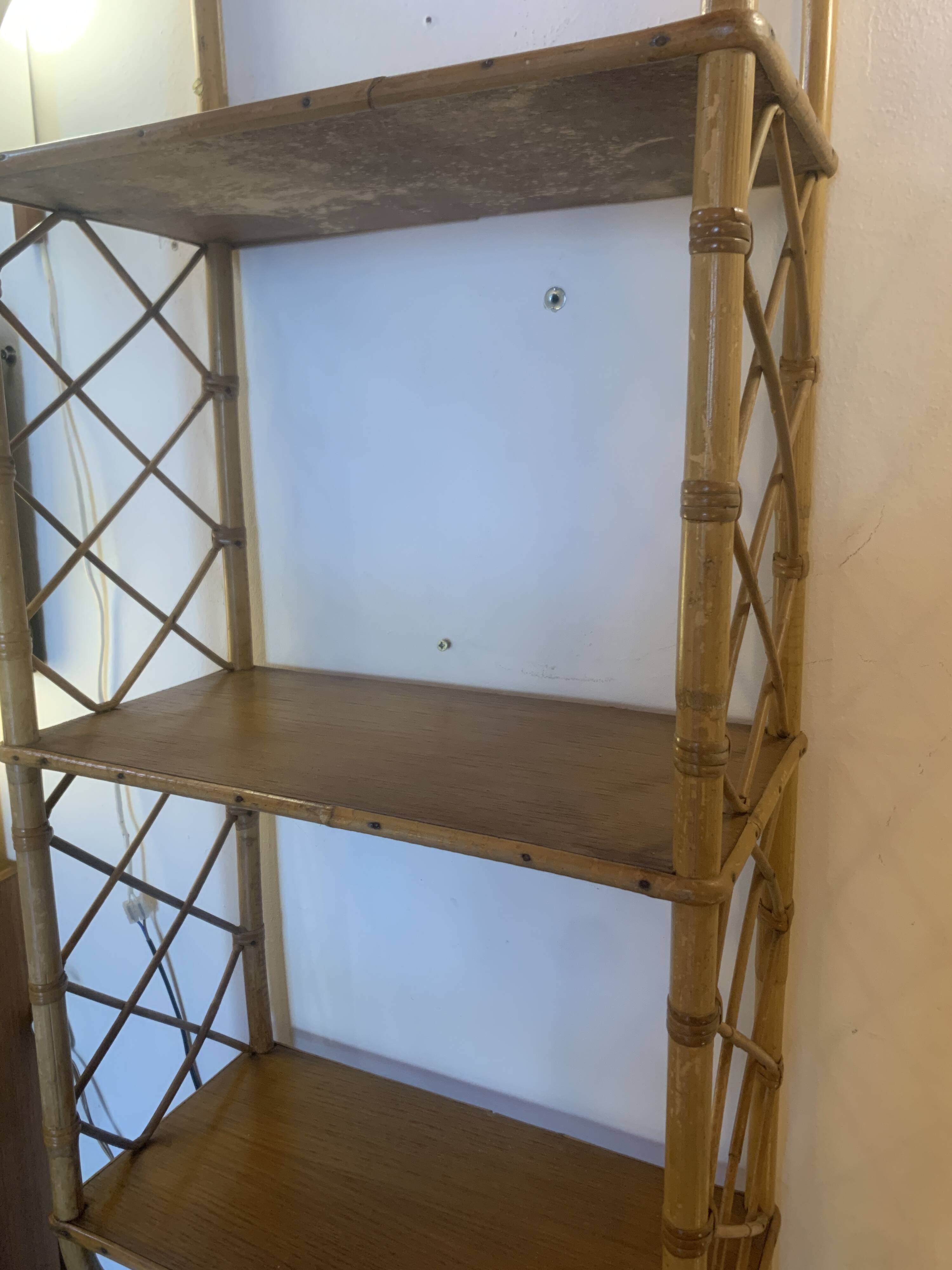 Pair of wall shelves in rattan